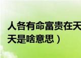 人各有命富贵在天什么意思（人各有命富贵在天是啥意思）
