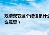 双增双节这个成语是什么意思（双增双节这个成语具体是什么意思）