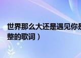 世界那么大还是遇见你是什么歌（世界那么大还是遇见你完整的歌词）