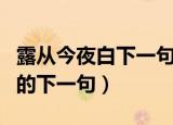 露从今夜白下一句诗是什么（露从今夜白诗句的下一句）