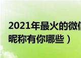 2021年最火的微信昵称（2021年最火的微信昵称有你哪些）