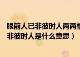 眼前人已非彼时人两两相望唯余失望是什么意思（眼前人已非彼时人是什么意思）