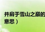 并肩于雪山之巅的梗出自哪里（这个梗是什么意思）