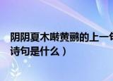 阴阴夏木啭黄鹂的上一句是什么（阴阴夏木啭黄鹂的上一句诗句是什么）
