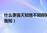 什么事情天知地不知你知我不知（什么事天不知地知你不知我知）
