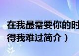 在我最需要你的时候是什么歌（歌曲你怎么舍得我难过简介）