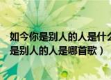 如今你是别人的人是什么歌怎能打扰你的安稳（歌词如今你是别人的人是哪首歌）