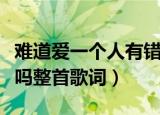 难道爱一个人有错吗歌词（难道爱一个人有错吗整首歌词）