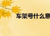 车架号什么意思（什么是车架号）
