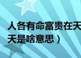 人各有命富贵在天什么意思（人各有命富贵在天是啥意思）