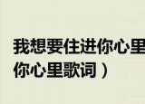 我想要住进你心里下一句是什么（我想要住进你心里歌词）