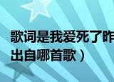 歌词是我爱死了昨天是什么歌（我爱死了昨天出自哪首歌）