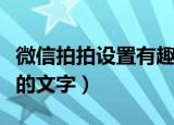 微信拍拍设置有趣文字（拍一拍怎么设置好玩的文字）
