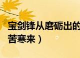 宝剑锋从磨砺出的下一句（下一句是梅花香自苦寒来）