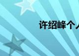 许绍峰个人资料（许绍峰）