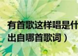 有首歌这样唱是什么歌的歌词（有首歌这样唱出自哪首歌词）