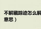 不解藏踪迹怎么解释（如何理解不解藏踪迹的意思）