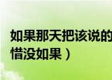如果那天把该说的话好好说是什么歌（出自可惜没如果）