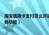 淘宝信用卡支付怎么开通（淘宝卖家怎么开通信用卡支付服务功能）