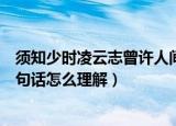 须知少时凌云志曾许人间第一流的意思（曾许人间第一流这句话怎么理解）