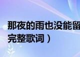 那夜的雨也没能留住你是什么歌（这首歌曲的完整歌词）