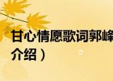 甘心情愿歌词郭峰（甘心情愿歌词完整版歌曲介绍）