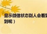 显示微信状态别人会看到吗（显示微信状态别人是不是能看到呢）