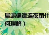 屋漏偏逢连夜雨什么意思（屋漏偏逢连夜雨如何理解）