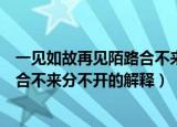 一见如故再见陌路合不来分不开意思是（一见如故再见陌路合不来分不开的解释）