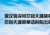 蒙汉情深何忍别天涯碧草话斜阳的意思是什么（蒙汉情深何忍别天涯碧草话斜阳出处）