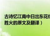 古诗忆江南中日出东花红胜火的下一句是什么（日出东花红胜火的原文及翻译）