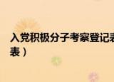 入党积极分子考察登记表填写范本（入党积极分子考察登记表）