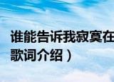 谁能告诉我寂寞在唱什么歌（寂寞在唱什么歌歌词介绍）