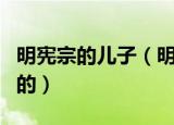 明宪宗的儿子（明宪宗的儿子什么时候当皇帝的）