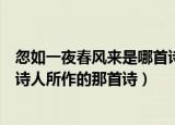 忽如一夜春风来是哪首诗谁写的（忽如一夜春风来出自哪个诗人所作的那首诗）