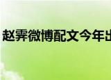 赵霁微博配文今年出门不到20次（赵霁微博）
