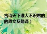 古诗天下谁人不识君的上一句是什么（古诗天下谁人不识君的原文及翻译）