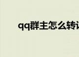 qq群主怎么转让（qq群主如何转让）