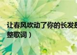 让春风吹动了你的长发是什么歌（让春风吹动了你的长发完整歌词）