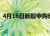 4月16日新股申购价格（4月16日新股申购）