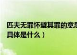 匹夫无罪怀璧其罪的意思是什么（匹夫无罪怀璧其罪的意思具体是什么）