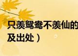 只羡鸳鸯不羡仙的意思（只羡鸳鸯不羡仙解释及出处）
