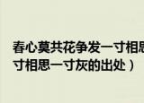 春心莫共花争发一寸相思一寸灰的意思（春心莫共花争发一寸相思一寸灰的出处）
