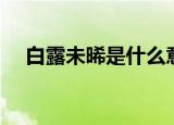 白露未晞是什么意思（白露未晞的含义）