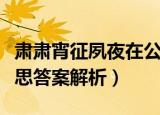 肃肃宵征夙夜在公意思（肃肃宵征夙夜在公意思答案解析）