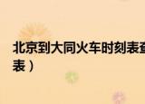 北京到大同火车时刻表查询最新消息（北京到大同火车时刻表）