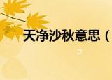 天净沙秋意思（天净沙秋是什么意思）