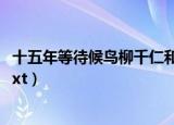 十五年等待候鸟柳千仁和黎璃发生了什么（十五年等待候鸟txt）