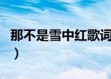那不是雪中红歌词（那不是雪中红歌歌词介绍）