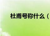 杜甫号称什么（杜甫的资料是怎样的）